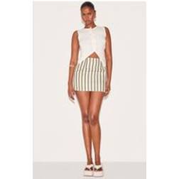PrettyLittleThing Sage Stripe Mini Skirt - Sage