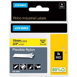 DYMO Rhino Flexible Nylon Tape Black on Yellow