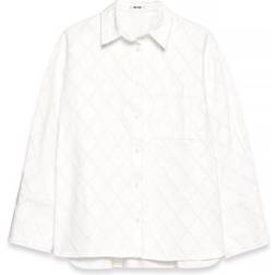 NA-KD Denim Shirt with Ripped Details - Natural White
