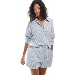 Only Textured Shorts Co-Ord - Blue Stripes