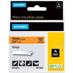DYMO Rhino Vinyl Black on Orange