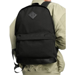 ASOS DESIGN Canvas Backpack With Faux Leather Base - Black