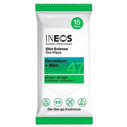 INEOS Skin Science Geranium Mint Antiperspirant Deodorant Body Wipes 15 Pack