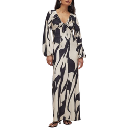 NA-KD Jersey Midi Dress with Balloon Sleeves - Multicolor