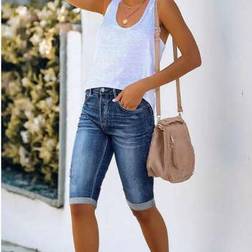 Shein Damen Lässig Denim Shorts Für Frühling Und Sommer
