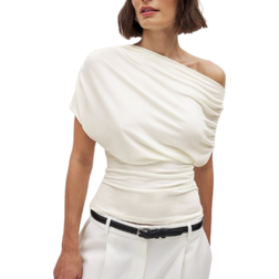 NA-KD Soft Line Draped Top - Off White