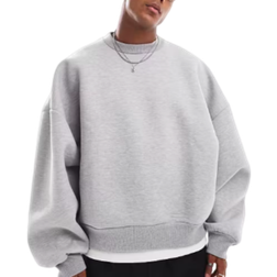 ASOS DESIGN Super-Oversize-Sweatshirt schwerem Neopren in Grau meliert