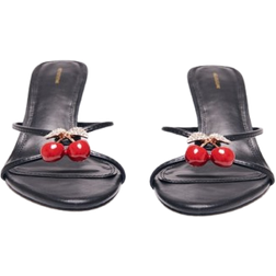 PrettyLittleThing Cherry Trim Heeled Mules - Black