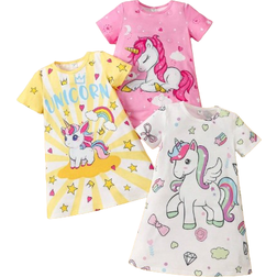 Shein pcs Young Girls Unicorn Flying Sleeve Knitted Comfortable Loose Flame Retardant Nightgowns For Summer