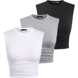 Shein Damen Einfarbige Einfache Rundhals Tank-top-set, Geeignet Für Frühling Und Sommer Passende Kleidung