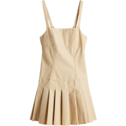 H&M Ladies Beige Pleated-skirt low-back dress