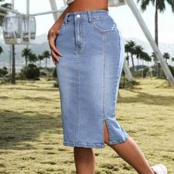 Shein Denim Skirt Jeans Skirt Women Casual Slim Fit - Blue