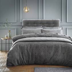 Dunelm Haven Paisley Chenille Charcoal Duvet Cover Grey (200x200cm)