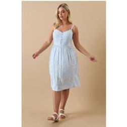 Yours Curve Blue Ditsy Floral Print Strappy Sundress - Blue