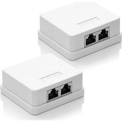 DeleyCON 2x CAT 6a Nätverksuttag 10 Gbit RAL 9003