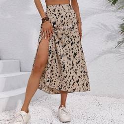 Shein A-Linien Maxirock mit hohem Schlitz und Muster Damenoutfit
