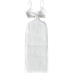 Shein Womens Vacation Leisure Personality Hollow Out Waist Strap Texture Fabric Dress