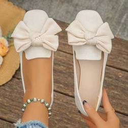 Shein Fashion Round Toe Slip-On Flat Shoes - Beige