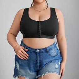 Shein Plus Size Simple Solid Front-Closure Bralette Camisole