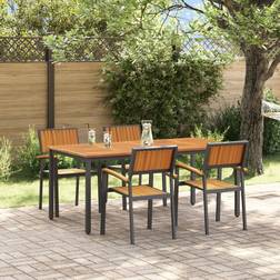 vidaXL 5 Piece Garden Solid Wood Acacia Metal Patio Dining Set