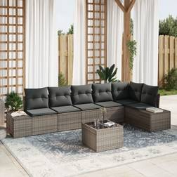 vidaXL 6-delt Have Sofa Sæt med Puder Sort Polyrattan Loungesæt