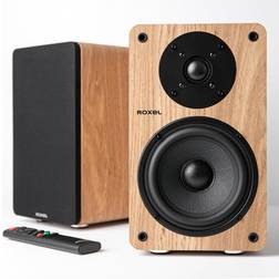 Roxel Onyx Active 2.0 100 Watt Bookshelf Wireless Speakers Oak