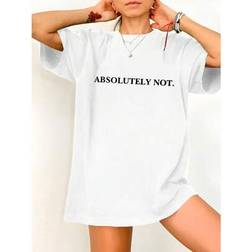 Shein Damen Lässiges Sommer T-Shirt Mit Buchstaben-Grafik Und Rundhalsausschnitt - Kurzarm