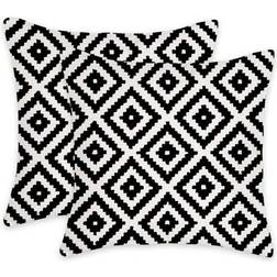 Shein 2 Pieces Pillowcase Geometric Pattern Black And White Vintage Pattern Pillowcase Home Decor Pillow Pillow Case Sofa Sofa Cushion Cover (Square Pattern), Printed On One Side Without Pillow Core Cushion Cover Black, White (40x40cm)