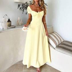 Shein Damen Boho-Stil Rückenfreies Neckholder Strandkleid - Unifarbe