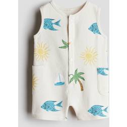 H&M Romper I Frotté - Ljusbeige/Fisk