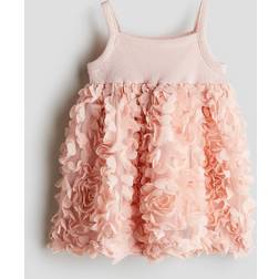 H&M Kjole I Jersey Med Blomsterapplikation - Lyserød