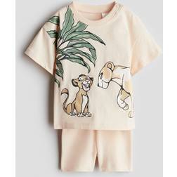 H&M Baby 2-Delat Bomullsset Med Tryck - Ljus Persikorosa/Lejonkungen