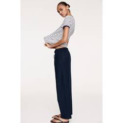 H&M Byxa I Linmix Med Dragsko - Marinblå