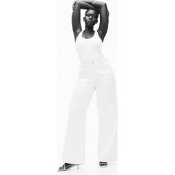 H&M Curvy Fit Feather Soft Wide Ultra High Jeans - Vit