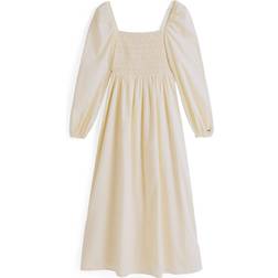 Tommy Jeans Voile Square Neck Midi Dress - Custard Cream