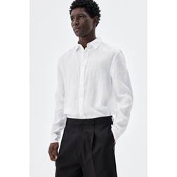 H&M Men Regular Fit Linen Shirt - White