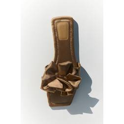 H&M Appliquéd Satin Sandals - Beige