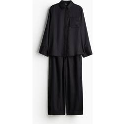 H&M Damen Satinpyjama - Schwarz