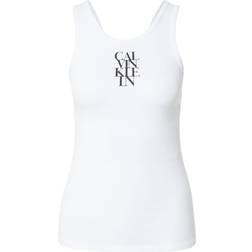 Calvin Klein Logo Graphic Ribbed Tank Top - White