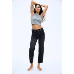 H&M Straight Regular Ankle Jeans - Black
