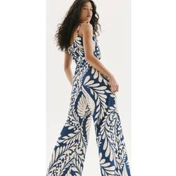 H&M Dame Blå Jumpsuit Med Bindebælte - Blå