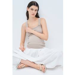 H&M Geripptes Tanktop - Braun