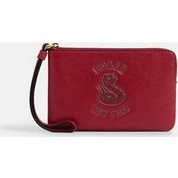 Coach Outlet Corner Zip Wristlet With Snake Graphic - Red