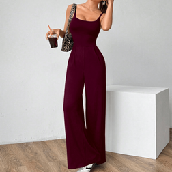 Shein Ärmelloser Rückenfreier Jumpsuit mit Hoher Taille und Weiter Form