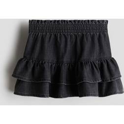 H&M Jeanskjol Med Volanger - Svart