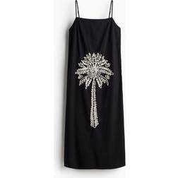 H&M Besticktes Trägerkleid - Schwarz