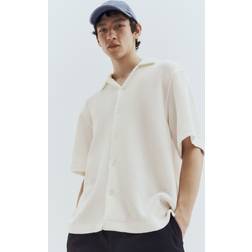 H&M Geripptes Freizeithemd in Loose Fit - Weiß