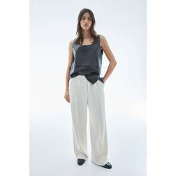 H&M Damen Weite Hose Mit Falten - Beige