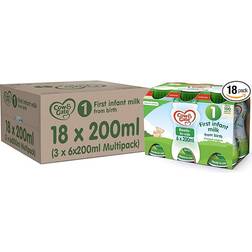 Cow & Gate First Infant Baby Milk Ready to Use Liquid Formula 200 ml Pack of 18