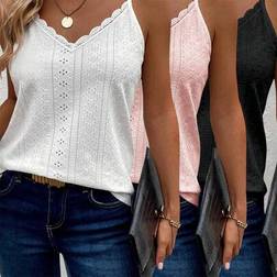 Shein Gestrickte Textur Hohlspleiß Spitzeneinsatz - Lässig Urlaubs